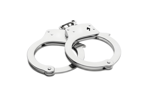 Metal handcuffs isolated on transparent background