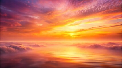 Fototapeta premium Serene Sunset Over a Sea of Clouds A Breathtaking Celestial Panorama of Vivid Hues and Gentle Light