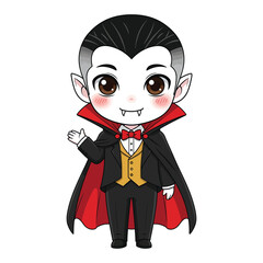 Cute chibi vampire character waving hello