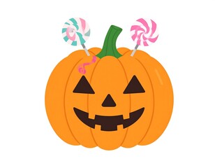 Fototapeta premium Halloween pumpkin with candy (1)