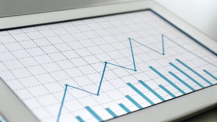 Fototapeta premium A digital graph on a tablet showing upward trends, symbolizing growth and data analysis in a modern context.