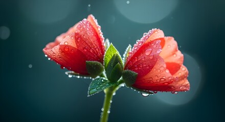 red tulip with water drops
