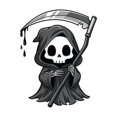 Cute cartoon grim reaper holding a scythe