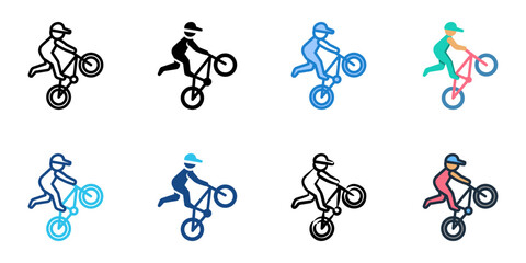 Fototapeta premium BMX biking icon set multiple style collection 