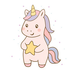 Cute unicorn with star