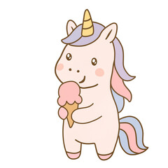 Cute unicorn with ice cream