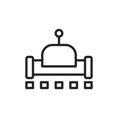 Obraz premium Automated Guided Vehicle (AGV) icon, illustrating mobile robots, autonomous transport, logistics automation, and smart material handling solutions for modern factories and warehouses.