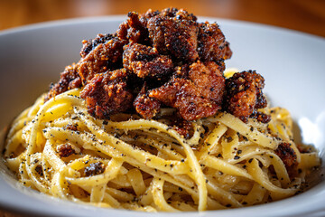 Pasta Dish with Meat Topping