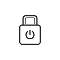 Lockout Tagout (LOTO) icon depicting a padlock with a power button, symbolizing energy control, workplace safety, maintenance protocols, and industrial hazard prevention procedures.
