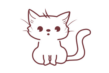 白くかわいい猫のイラスト