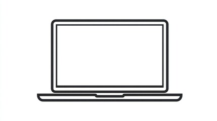 Simplified, minimalist outline of a modern portable computer against a clean white backdrop