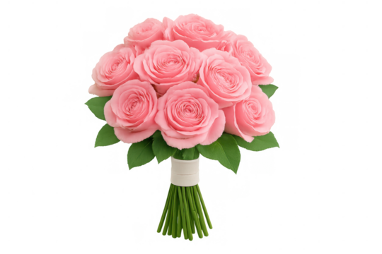 Pink roses bouquet arranged for a romantic gesture, celebrating love and special occasions, transparent background