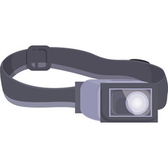 Obraz premium Dark Grey Headlamp with Adjustable Strap and Bright LED Light on a Transparent Background