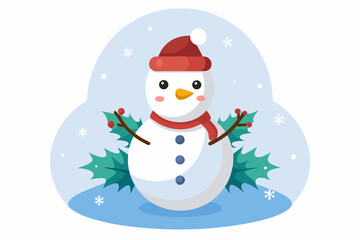 snowman with christmas tree