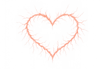 Heart shape formed by glowing red electric lightning discharge symbolising love, passion, and powerful connection