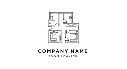 Architectural blueprint of a modern apartment layout with detailed design.