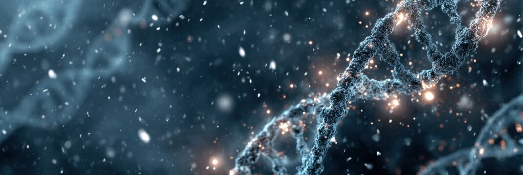 Exciting View of a DNA Strand Illuminated With Soft Light Effects Showcasing the Complexity of Molecular Biology