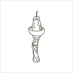 clean line art candle on wooden lantern