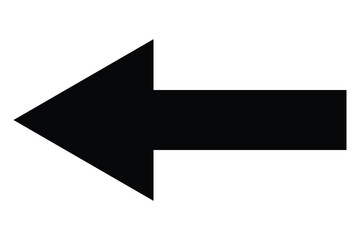Long arrow. Black arrow pointing left. Black large arrow pointing left. Bold thine long arrow. Vector illustration.