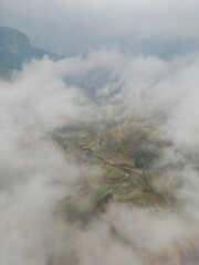 Aerial view of beautiful Hani terraced fields, Yunnan province, China