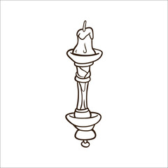 clean line art vector design of an old candle lantern
