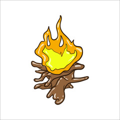 vector design of a campfire on firewood