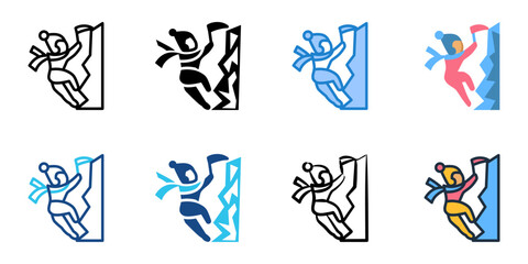 Ice climbing icon set multiple style collection 
