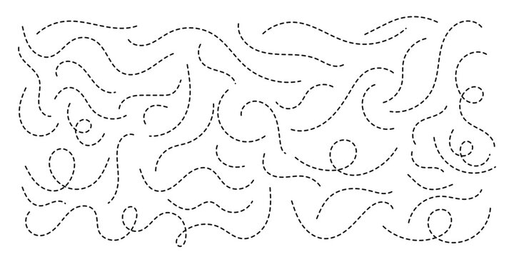 Hand drawn dotted lines path on white background. Curved dotted line, Path travel dotted line trip dashed trace destination. Vector illustration. EPS 10