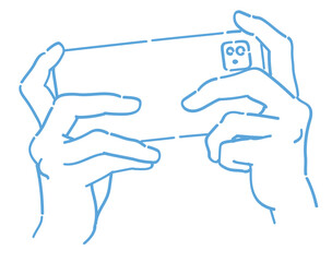 スマートフォンを持つ手。ベクターイラスト素材。