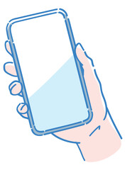 スマートフォンを持つ手。ベクターイラスト素材。
