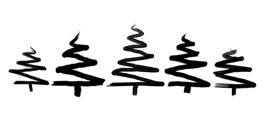 Sketchy Christmas Tree Illustrations – Hand Drawn Holiday Pine Art Collection, Artistic Winter Holiday Tree Illustrations