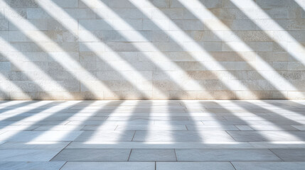 Fototapeta premium Lines of sunlight across clean surface create abstract design, evoking tranquility and clarity