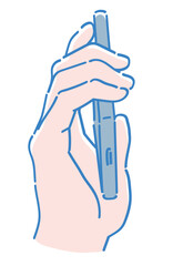 スマートフォンを持つ手。ベクターイラスト素材。