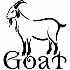 Obraz premium Goat silhouette on white background