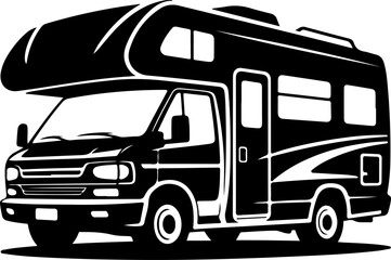 recreational vehicle on a plain silhouette vector illustration