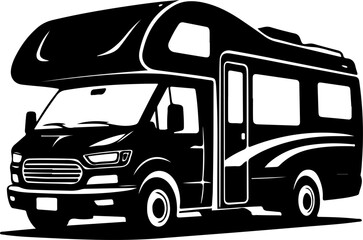 recreational vehicle on a plain silhouette vector illustration