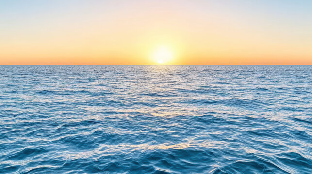 Fototapeta Sunrise over ocean waves creates serene atmosphere of infinite freedom and calmness