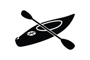 Black silhouette of a kayak and paddle