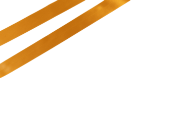 Pair of golden ribbons as decoration for a gift or celebration. Transparent background, png format