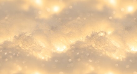 Beige blurred surface with bokeh circles and hints of fibers or threads
