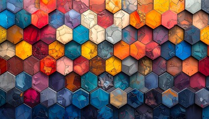 Hexagon pattern, vibrant colors
