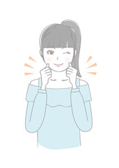 ガッツポーズをする女の子