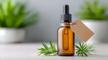 Amber dropper bottle essential oil organic cold pressed herbal rosemary natural skincare aromatherapy wellness