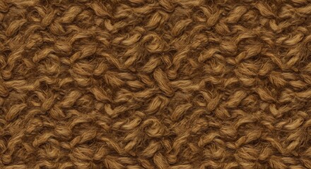 Brown curly yarn texture Knitted fluffy and closely packed strands create a warm cozy effect