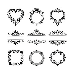 Ornamental Vector Decorative Frames Black Silhouettes