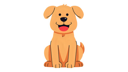 Happy dog, white background, cartoon illustration, transparent. PNG