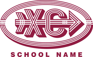 cross country team design with oval for school, college or league sports
