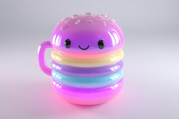 Cute Kawaii Macaron Mug with Pastel Colors.