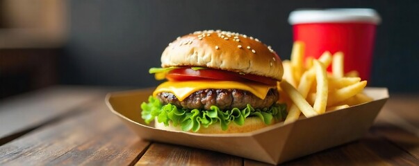Juicy Cheeseburger Meal Ready to Eat Fast Food, On-the-Go Satisfaction