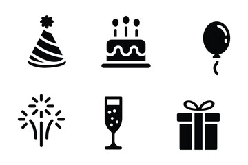 Festive Celebration Icons Vector Design Collection for Special Occasions and Gatherings